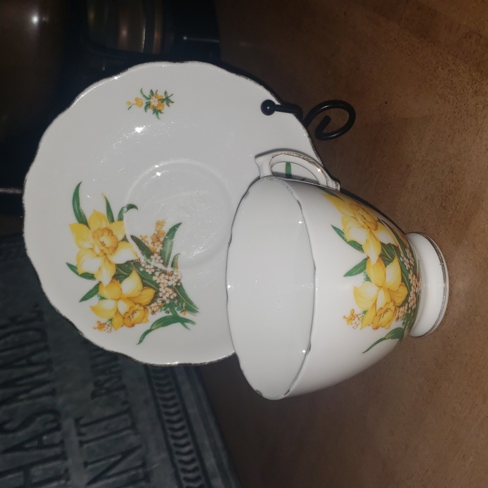 Daffodil Teacup and Saucer, Royal Vale 